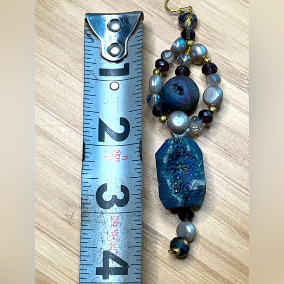 Aura Rainbow Druzy Beaded Necklace & Earring Set, Vintage - Picture 10 of 11